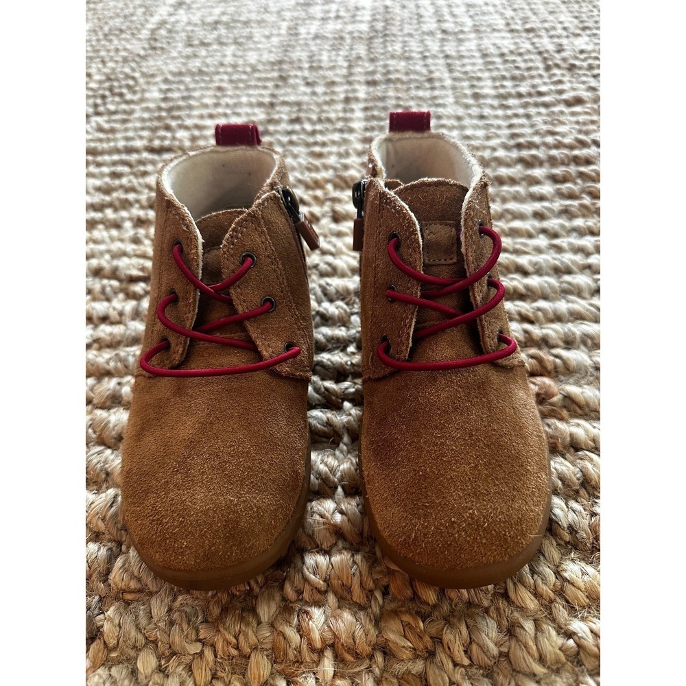 UGG Rennon II Toddler Chestnut Suede Chukka Boots Red Laces 1097114T Size‎ 12